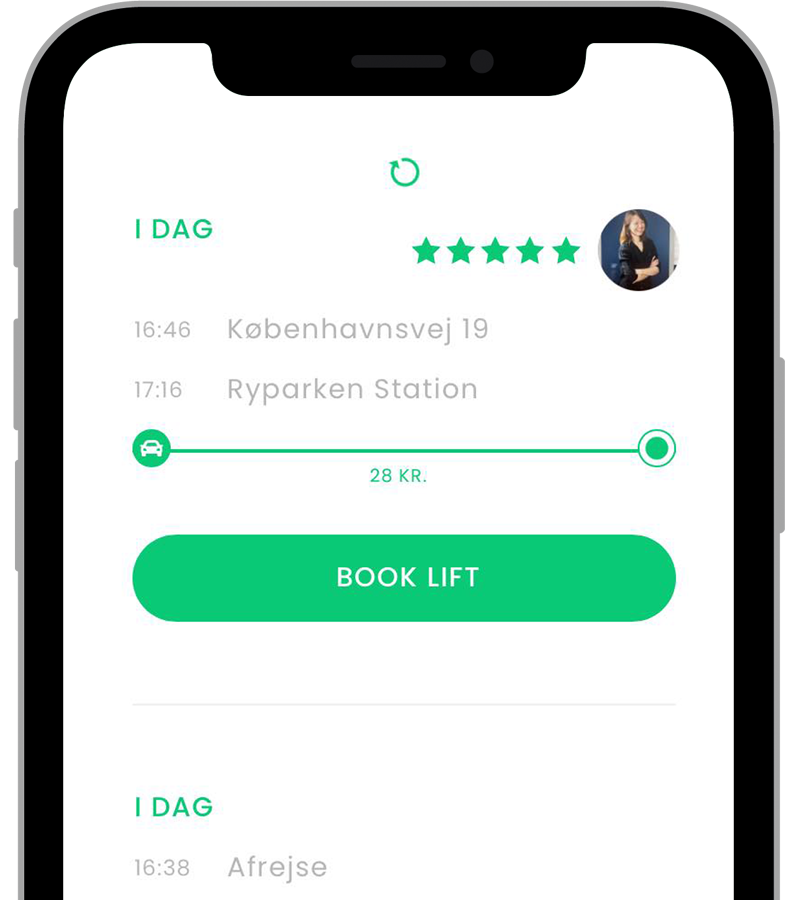Nabogo-skärm: boka lift